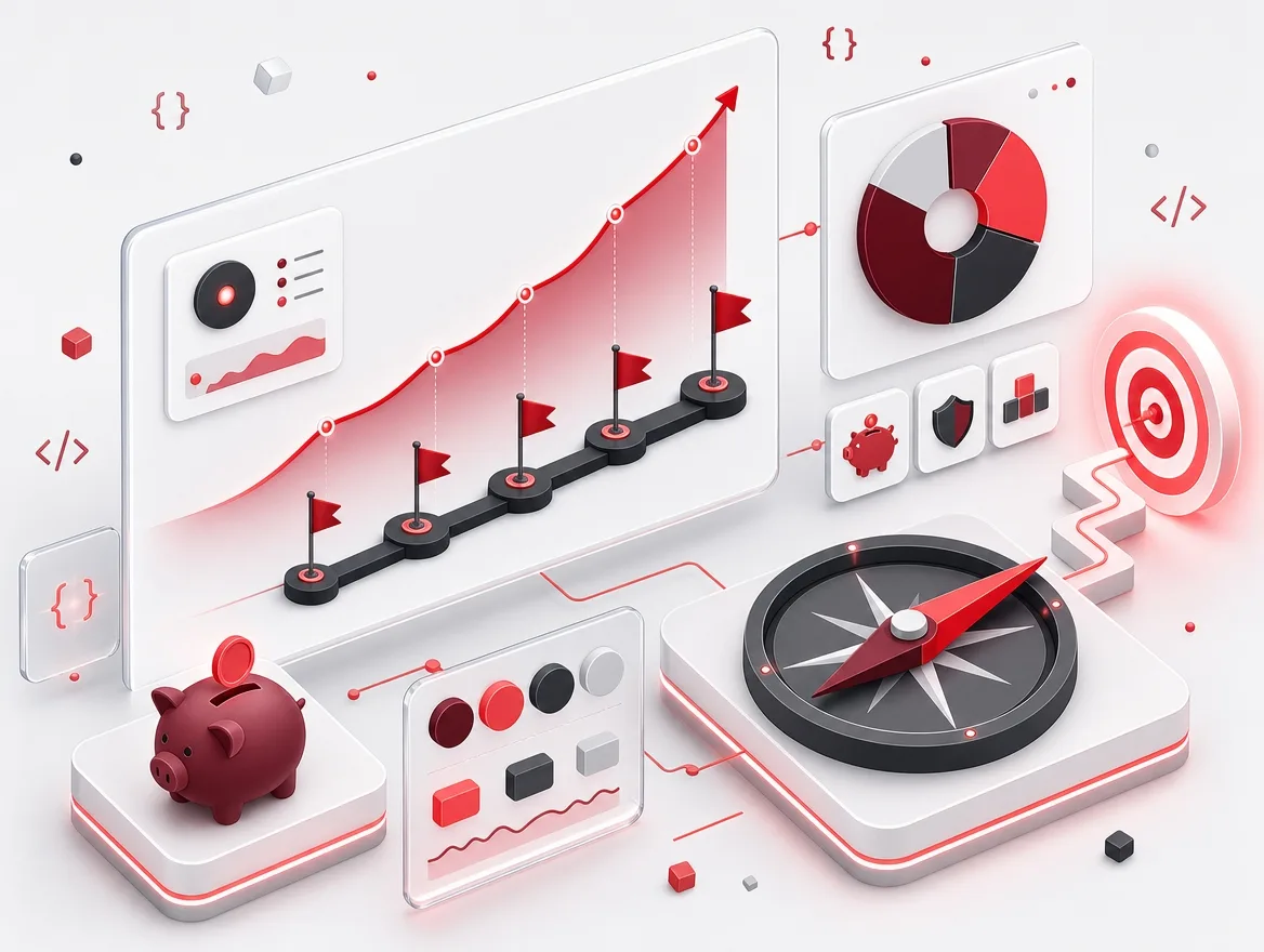 Financial planning platform tracking goals along a projection towards a target with portfolio allocation