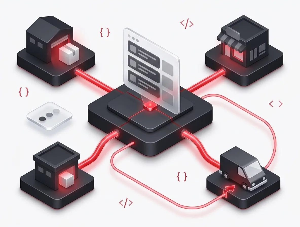 Order management system routing orders across warehouse, store, and delivery fulfilment paths