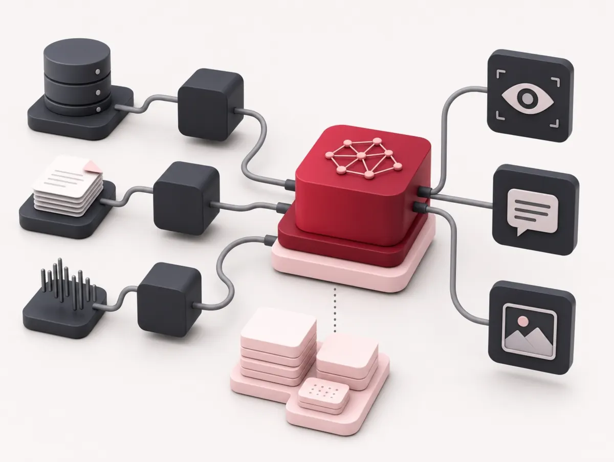 Connected neural network representing AI software development