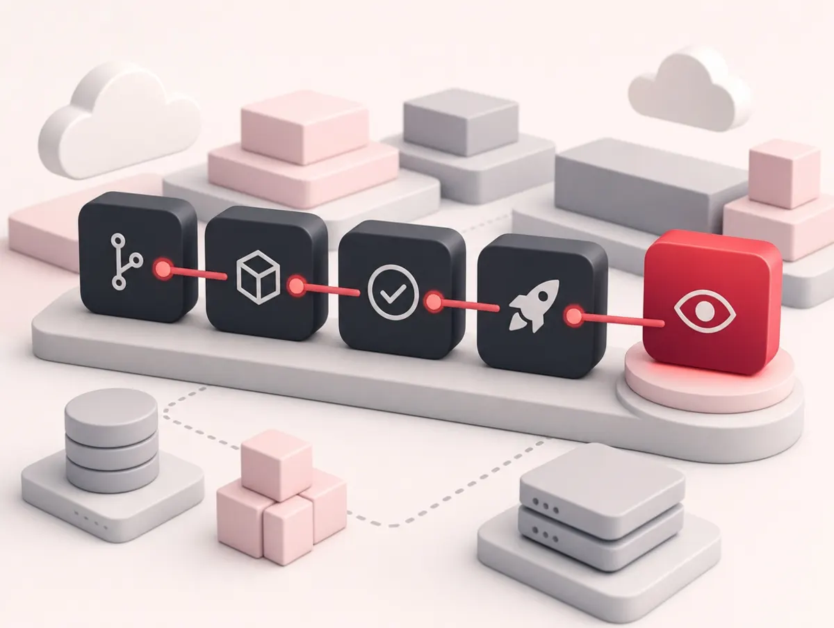 Cloud infrastructure and deployment pipeline representing DevOps services