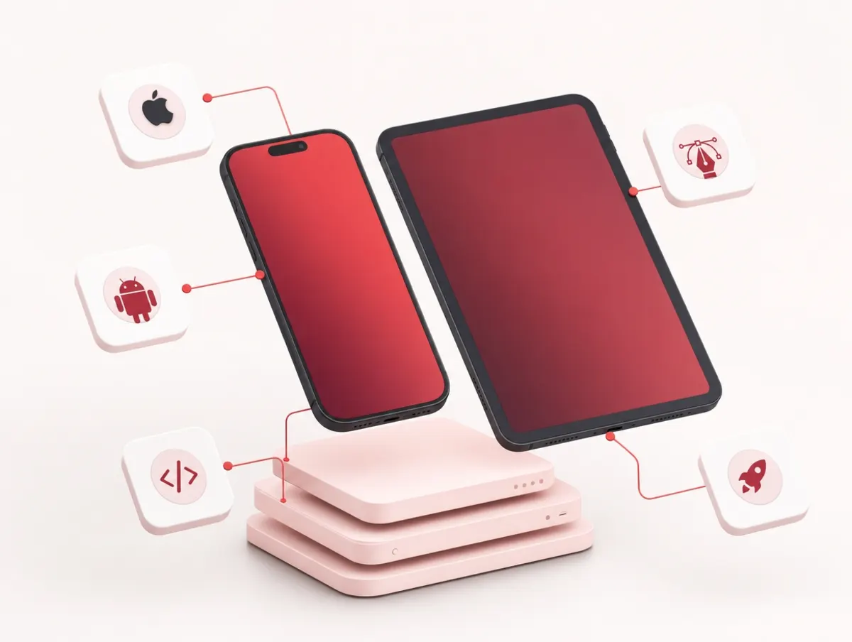 Abstract smartphone interface representing mobile app development